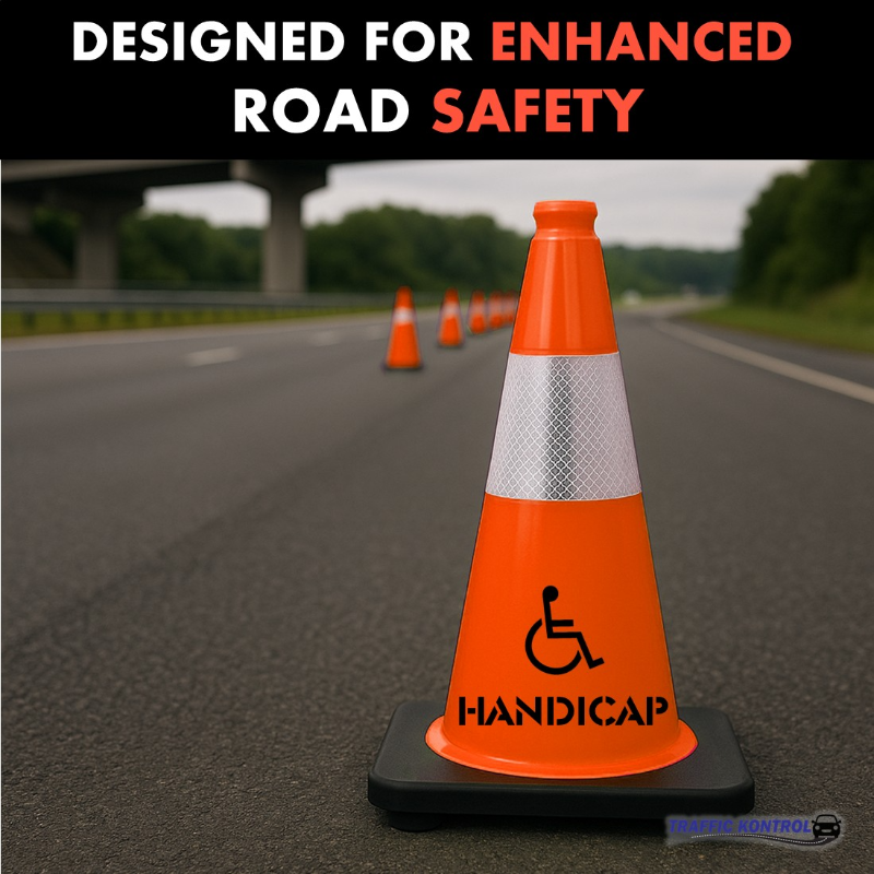 18 inch handicap traffic safety cone 3 lbs orange 6 inch hi intensity reflective collars 4