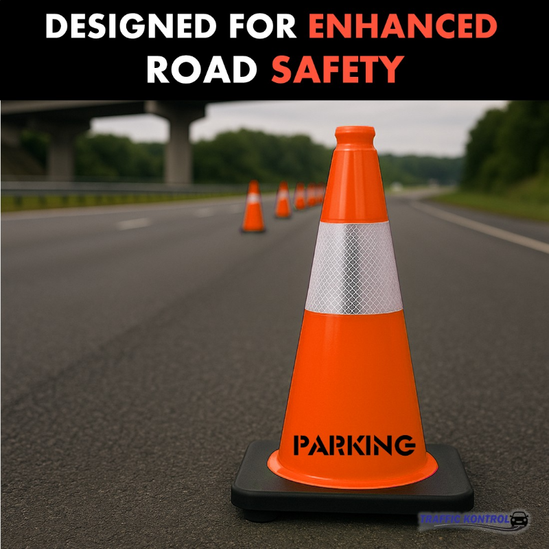 18 inch parking traffic safety cone 3 lbs orange 6 inch hi intensity reflective collars 4