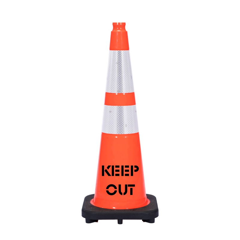 28 inch keep out traffic safety cone 7 lbs orange 6 inch 4 inch hi intensity reflective collars
