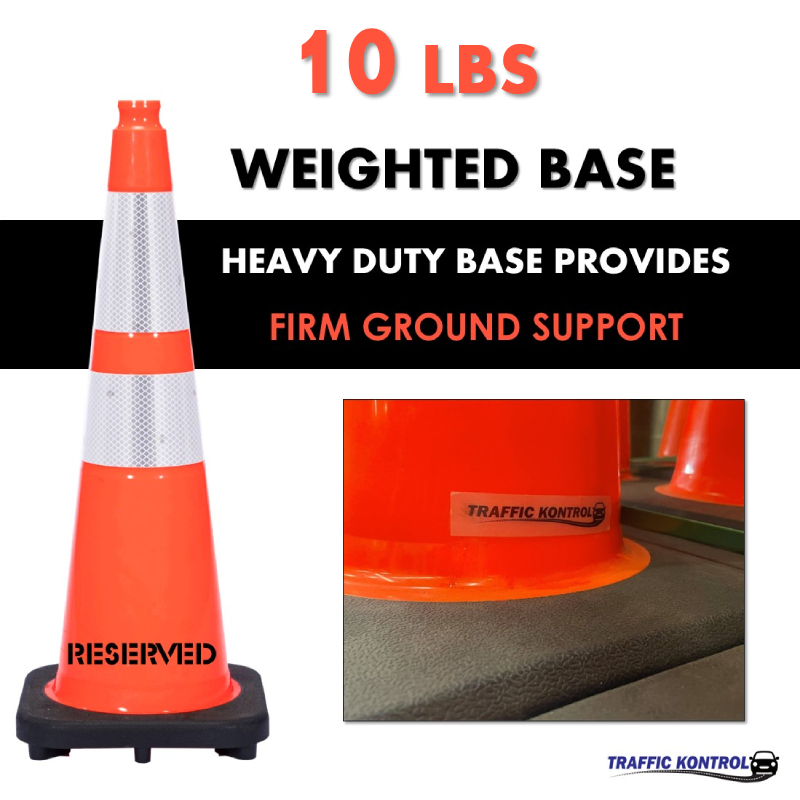 28 inch parking traffic safety cone 10 lbs orange 6 inch 4 inch hi intensity reflective collars 3