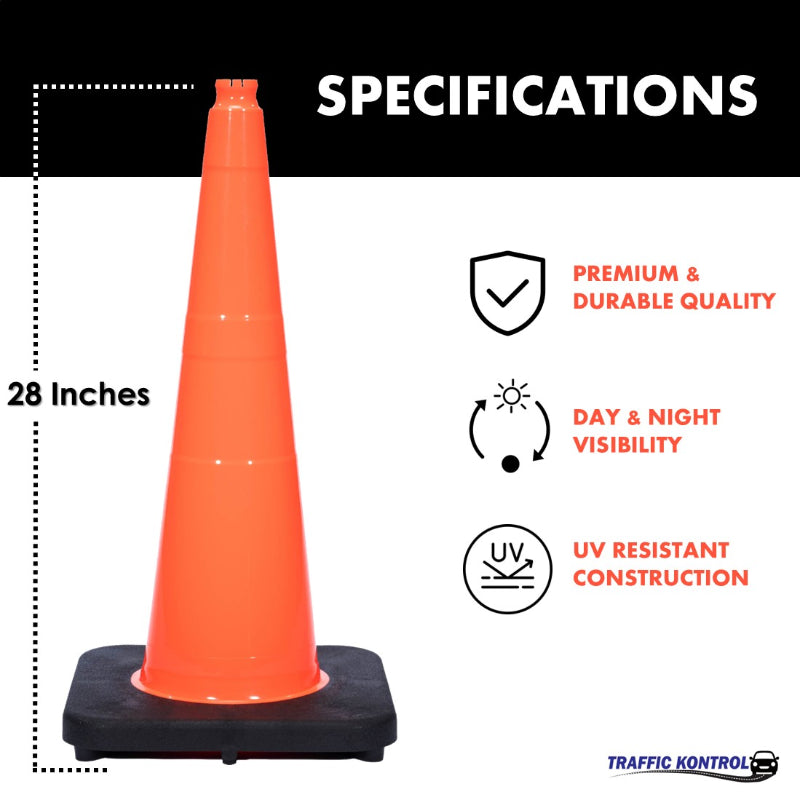 28 traffic safety cone 7 lbs orange no reflective collar 2