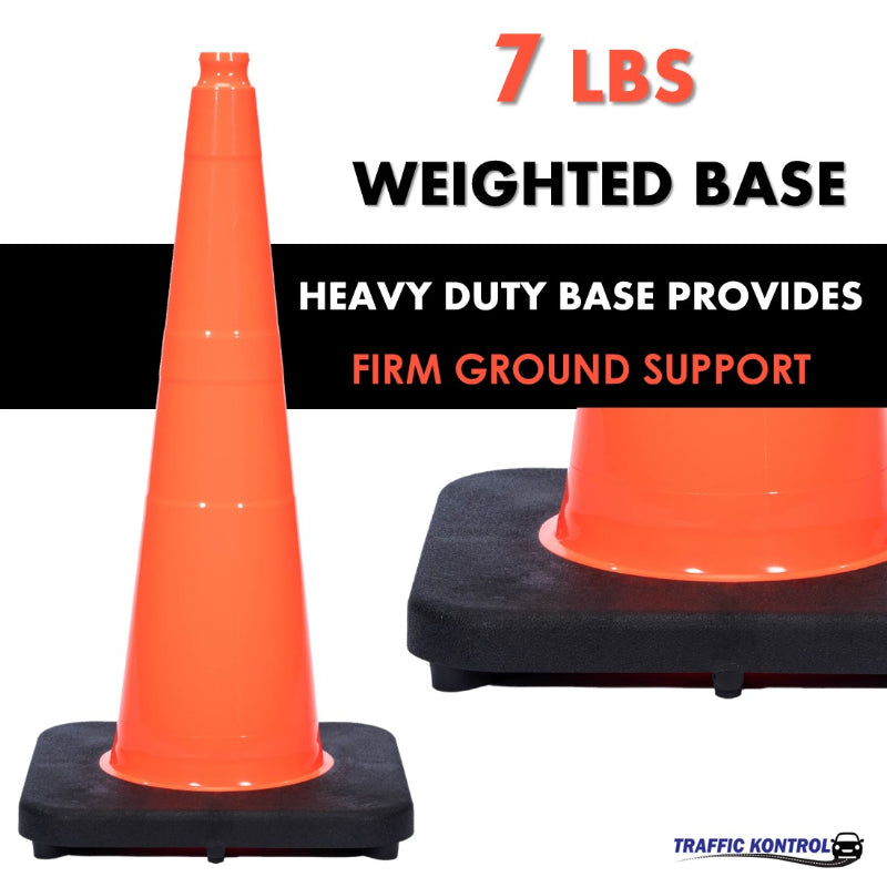 28 traffic safety cone 7 lbs orange no reflective collar 4