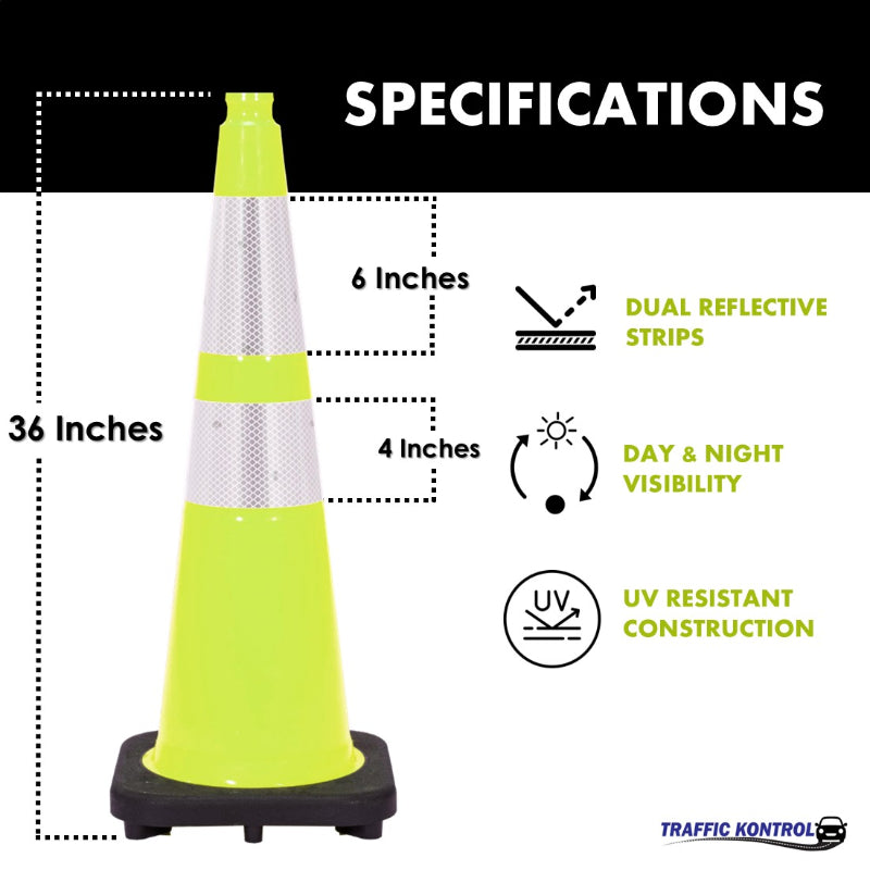Lime Green Traffic Cones 36 Inch 1