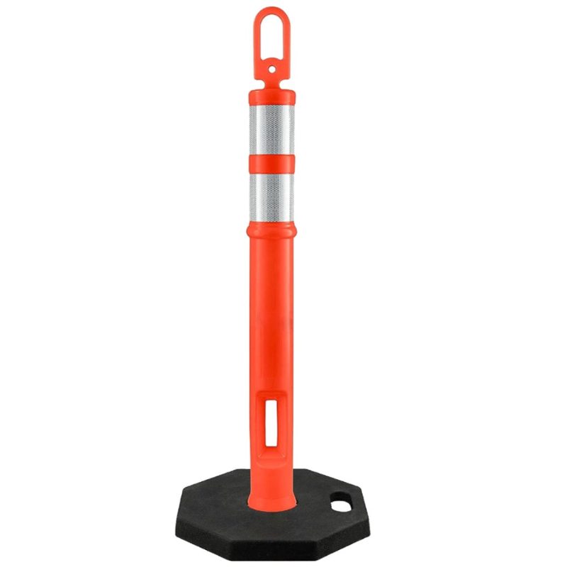 45" Traffic Safety Delineator Post and 8 Lbs Base Kit - 3M Reflective Collars - Orange