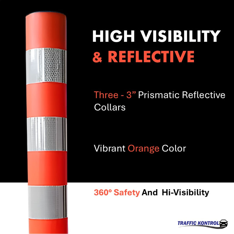 TrafficKontrolFlexibleDelineatorPost 36Height SurfaceMount Orange 3